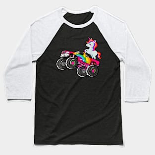 Girls Monster Truck Unicorn Rainbow Monster Truck Girl Women Baseball T-Shirt